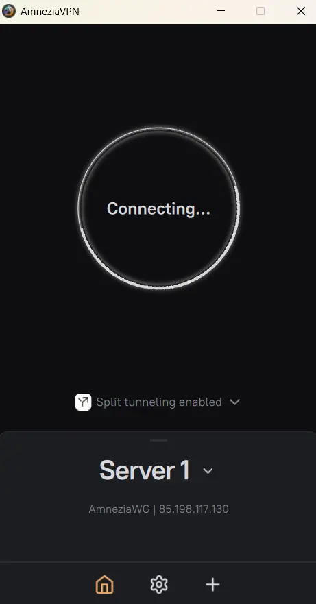 Изображение основного окна приложения со статусом подключения